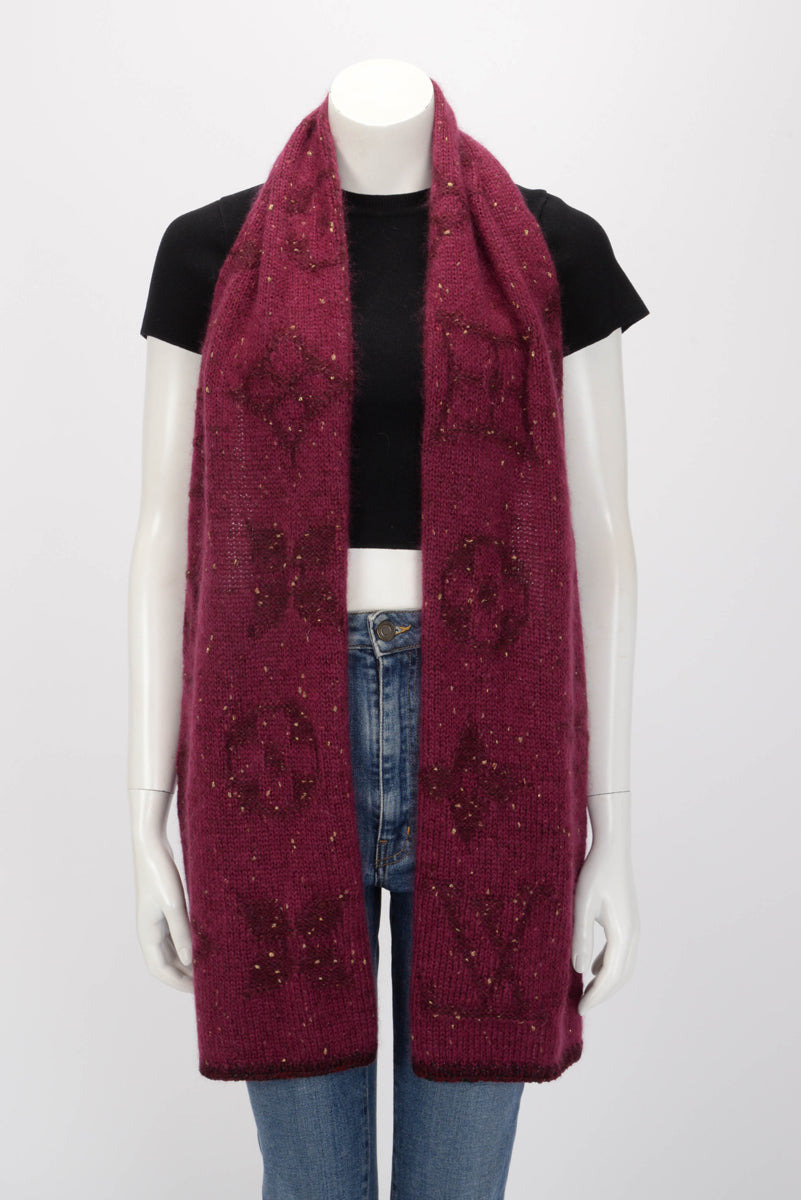 Louis Vuitton Prune Mohair Blend Monogram Sunset Scarf