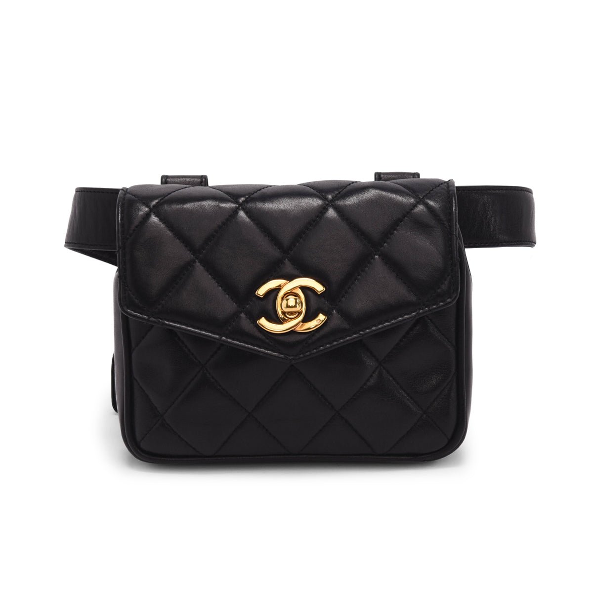 Chanel Vintage Black Quilted Lambskin Mini Belt Bag