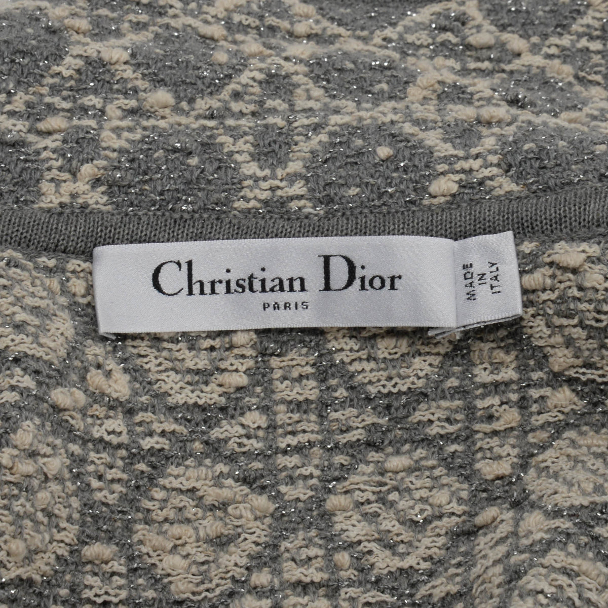 Dior Grey Tweed Knit Macrocannage Short-Sleeved Jacket FR 42