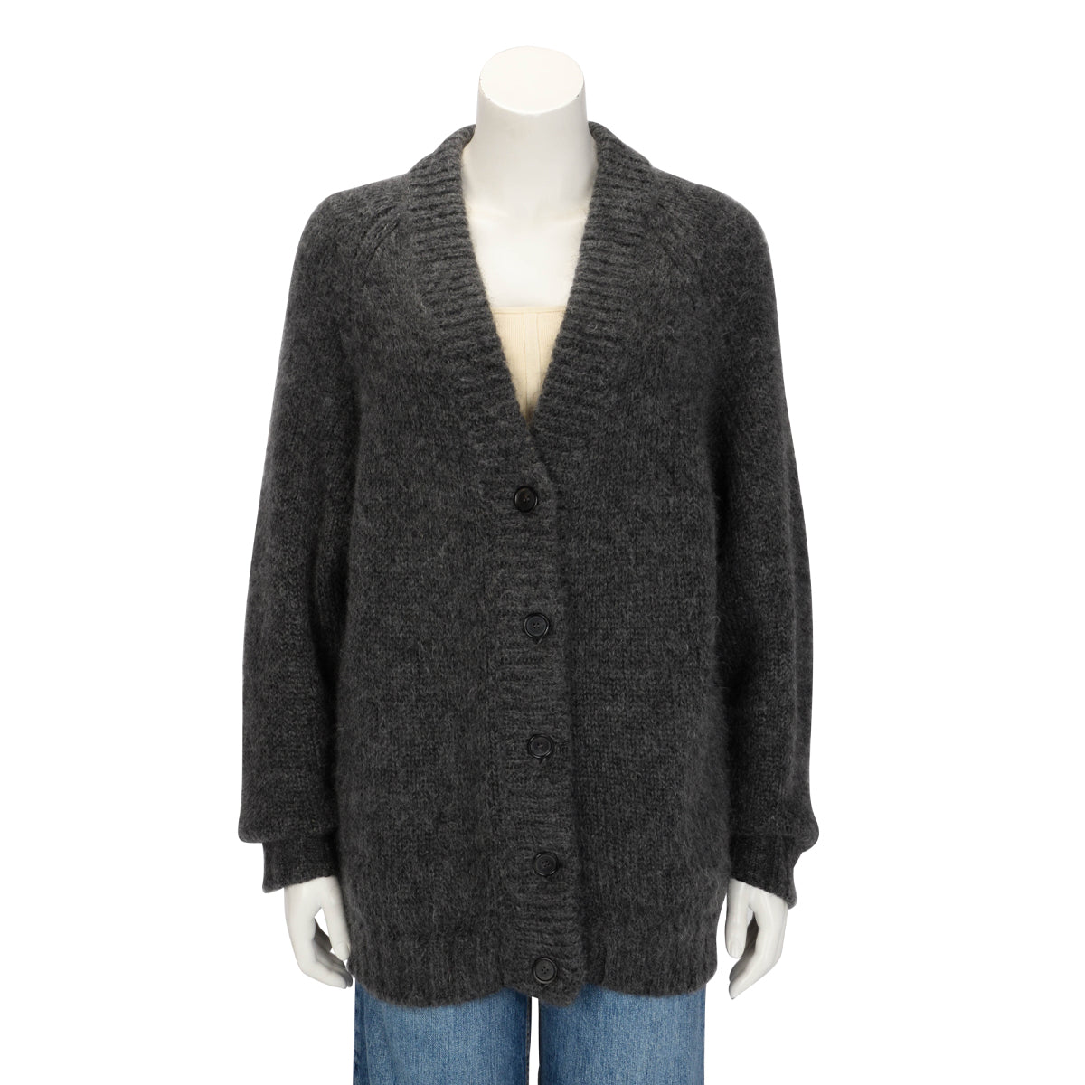 Prada Charcoal Mohair Blend Oversize Cardigan IT 38