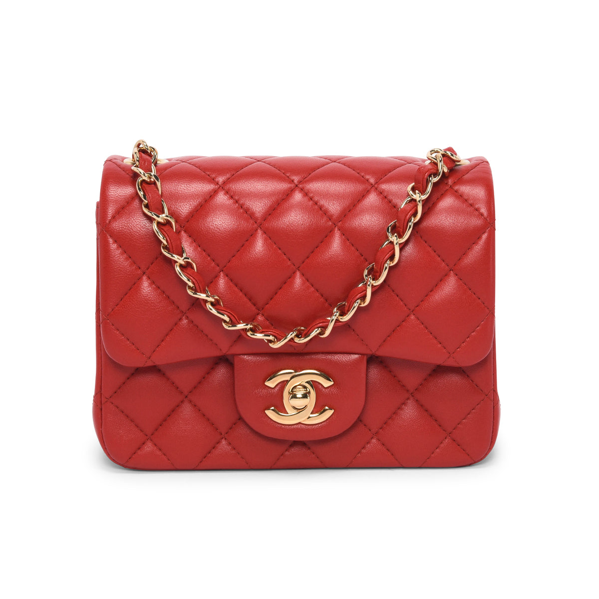 Chanel Red Quilted Lambskin Mini Flap Bag