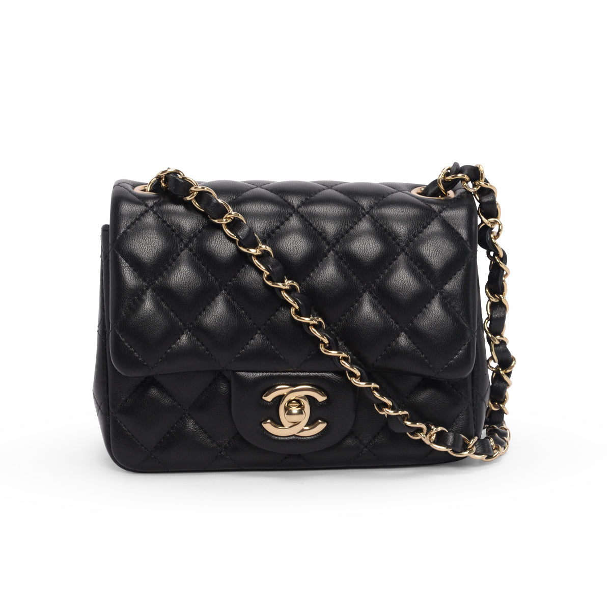 Chanel Black Quilted Lambskin Mini Square Flap Bag