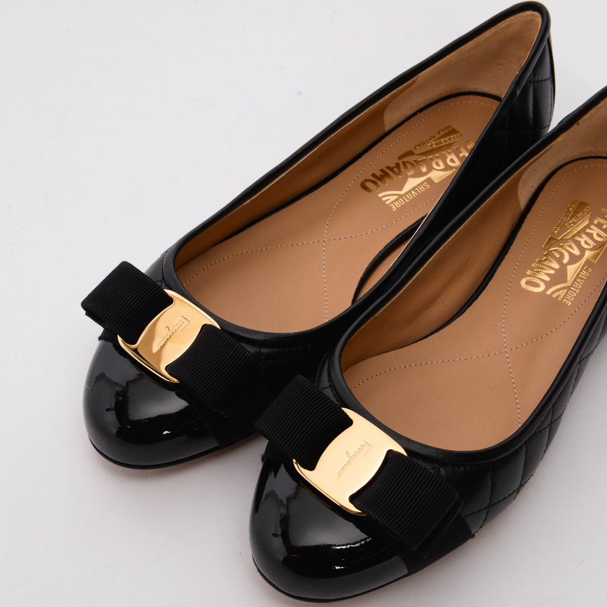 Ferragamo Black Quilted Lambskin Varina Ballet Flats 7