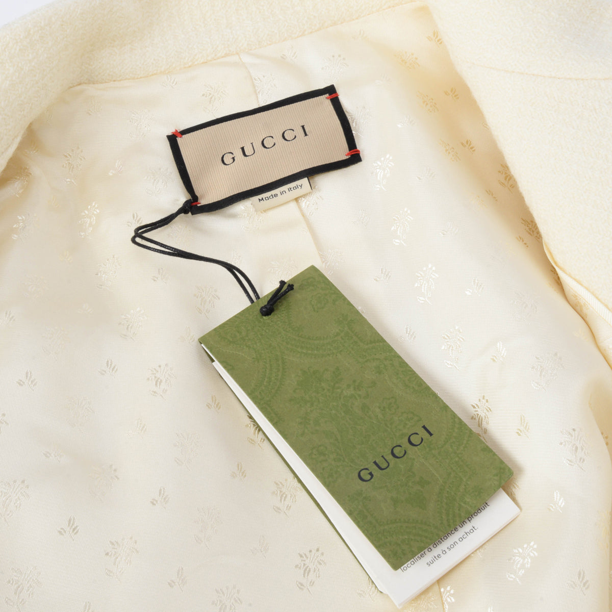 Gucci Cream Wool Pleated Coat IT 44