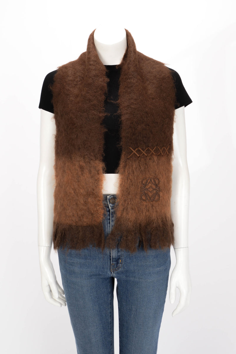 Loewe Brown Felted Mohair Anagram Scarf