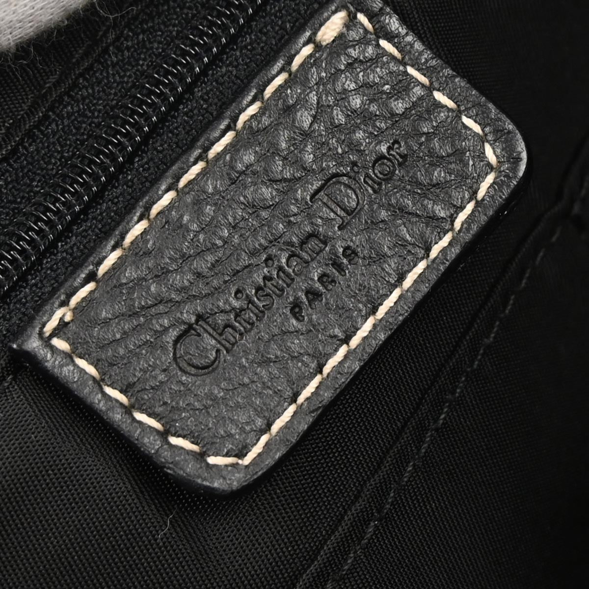Dior Medium Black Grained Leather Boston Bag
