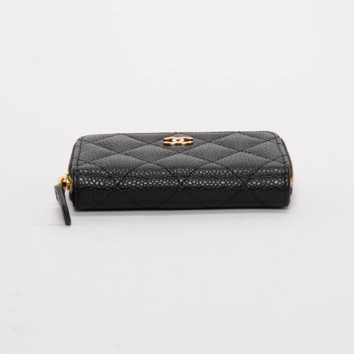 Chanel Black Quilted Caviar Mini Zip Coin Purse