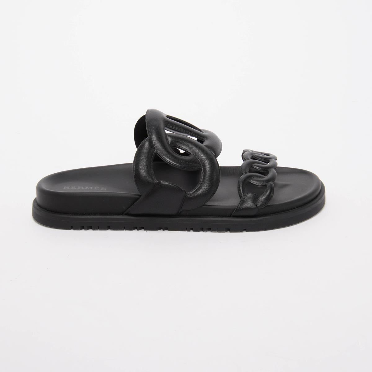 Hermes Black Nappa Leather Extra Sandals 36