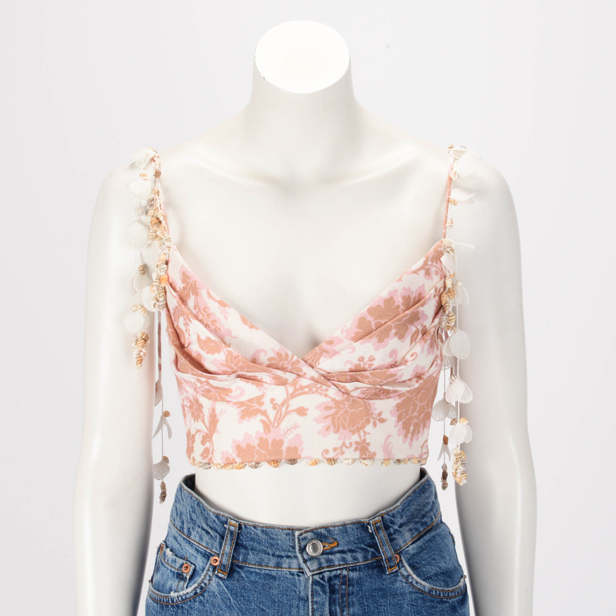 Zimmermann Tan Floral Linen Postcard Bustier Top 0