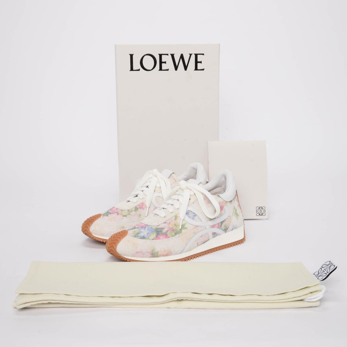 Loewe Floral Print Suede Flow Runner Sneakers 37
