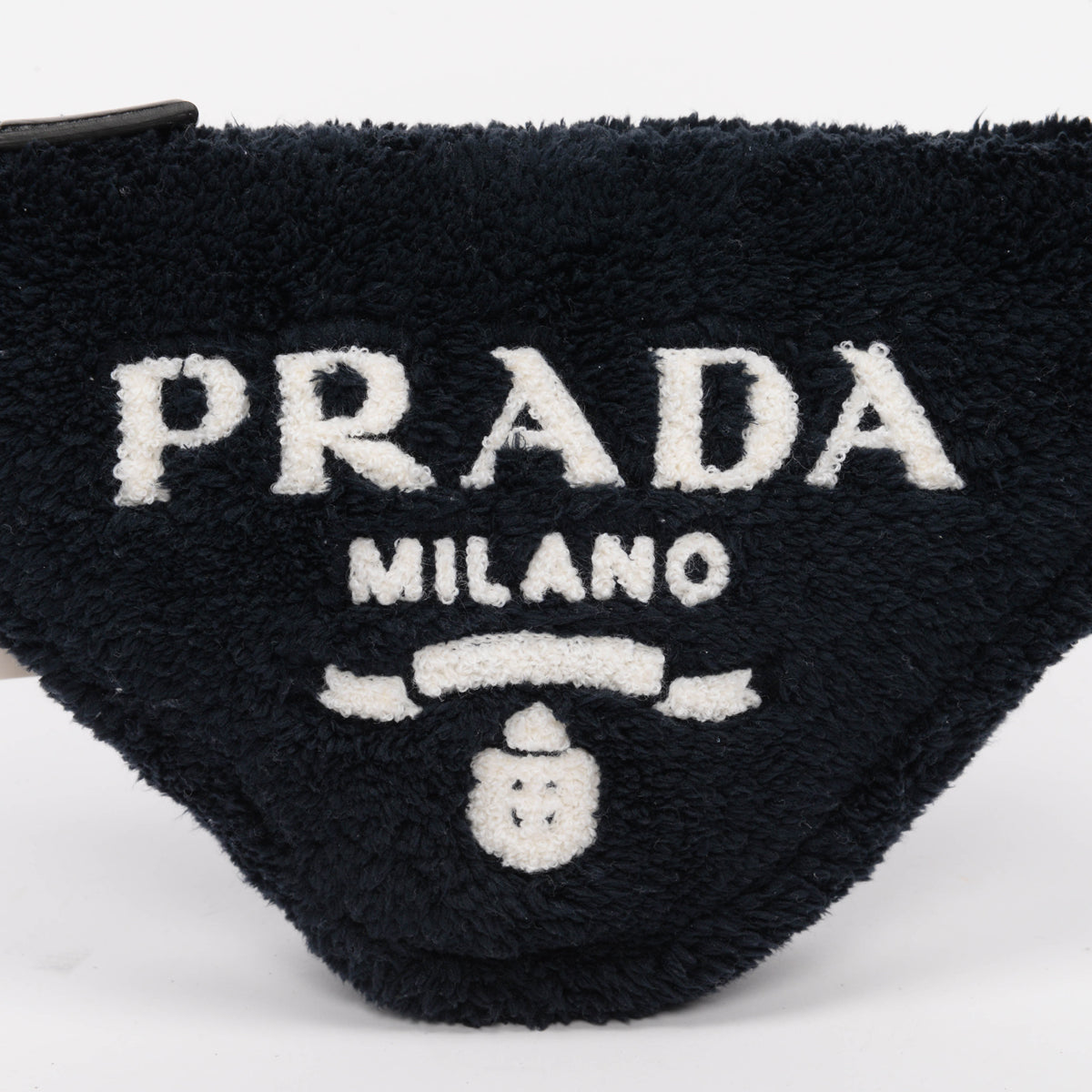 Prada Black Terry Cloth Triangle Pouch Bag