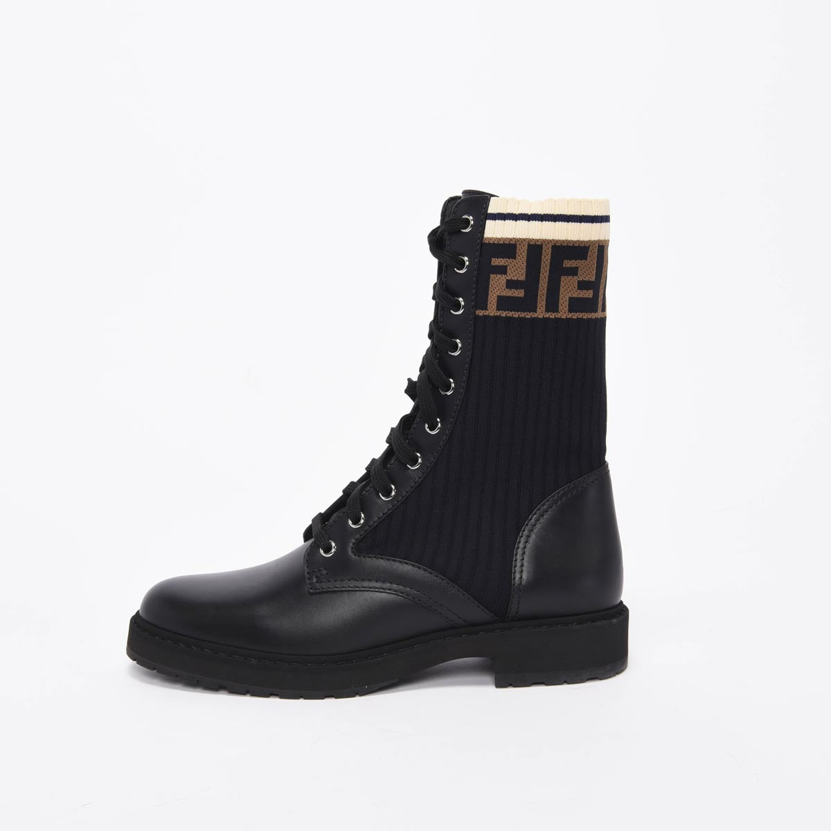 Fendi Black Calfskin Rockoko Biker Boots 39