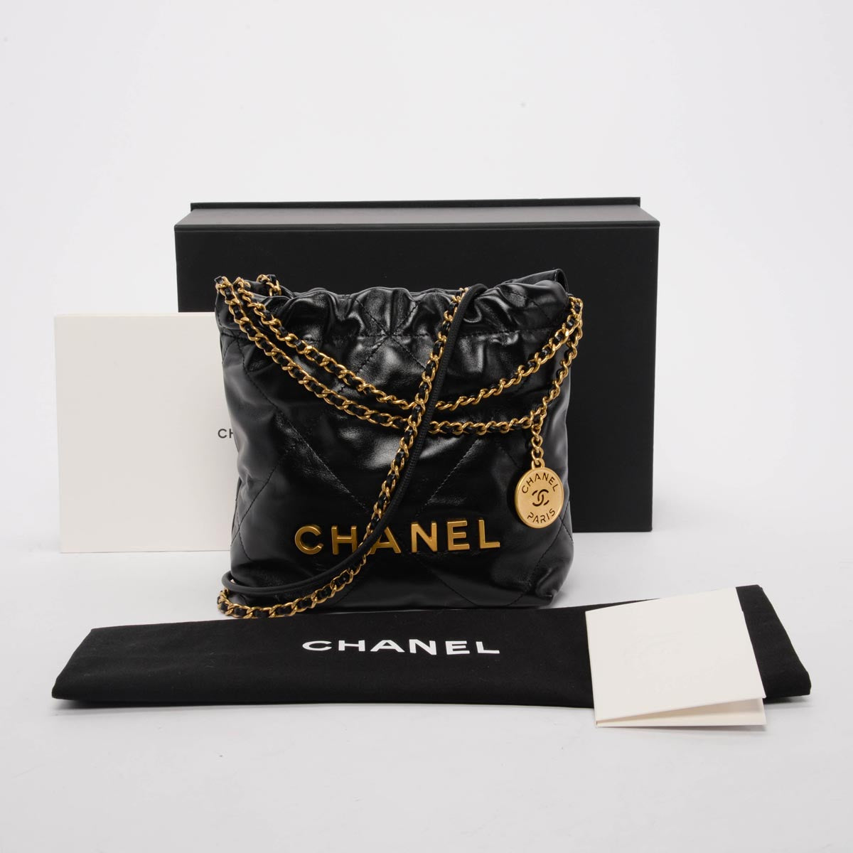 Chanel Black Shiny Calfskin Chanel 22 Mini Bag