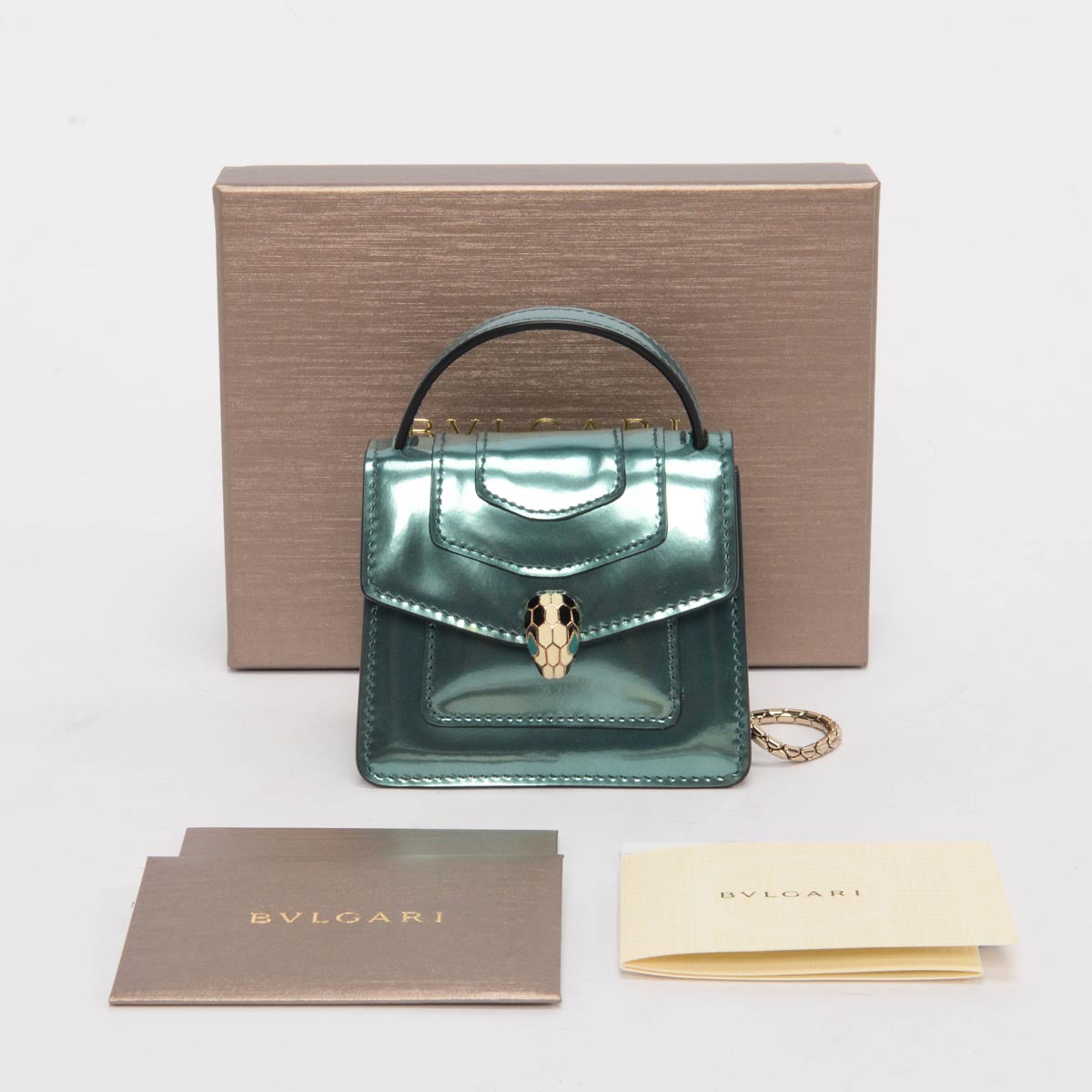 Bulgari Turquoise Metallic Calfskin Serpenti Forever Mini Bag Charm