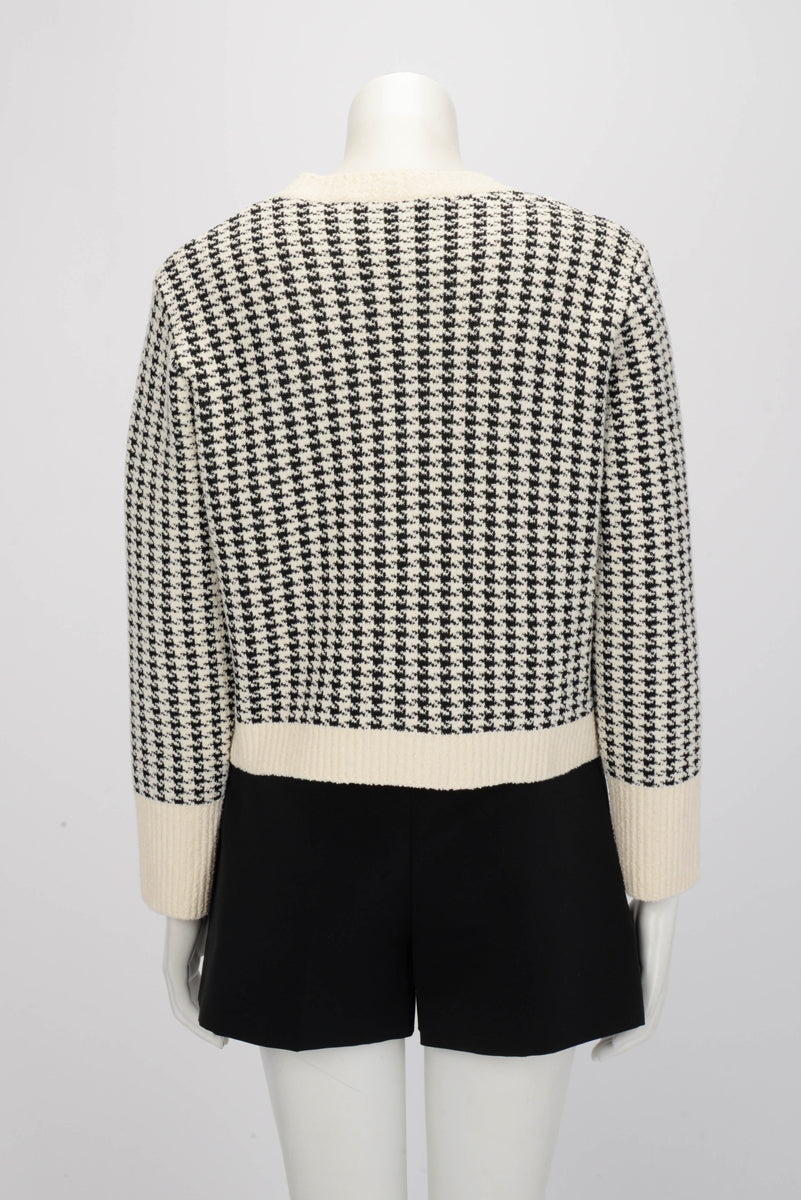 Dior Ivory & Black Technical Knit Houndstooth Twinset FR 42