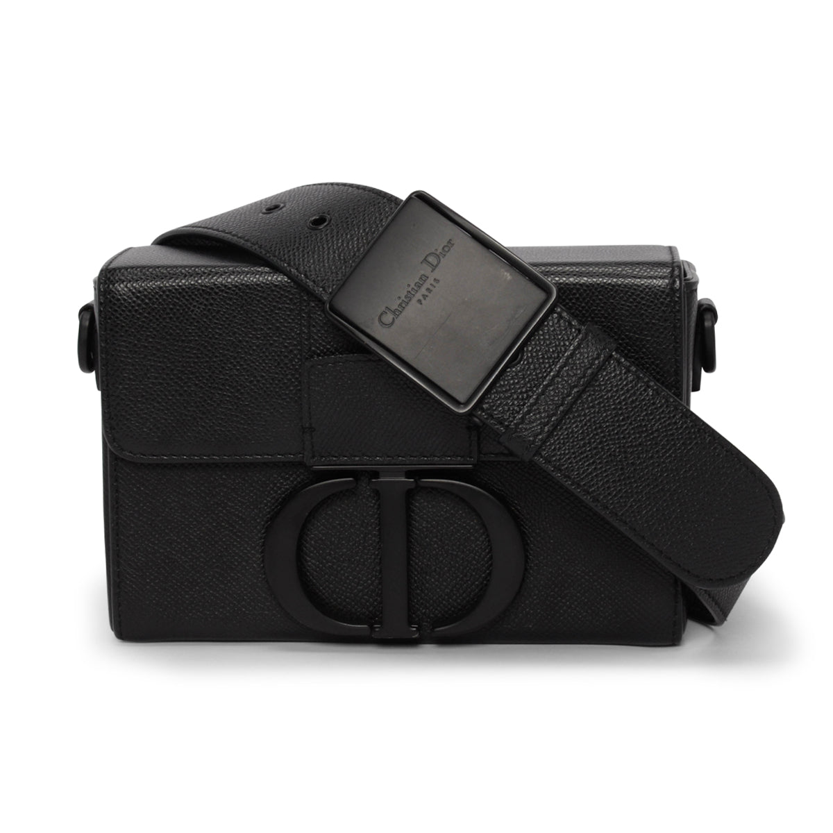 Dior Black Ultramatte Grained Calfskin 30 Montaigne Box Bag