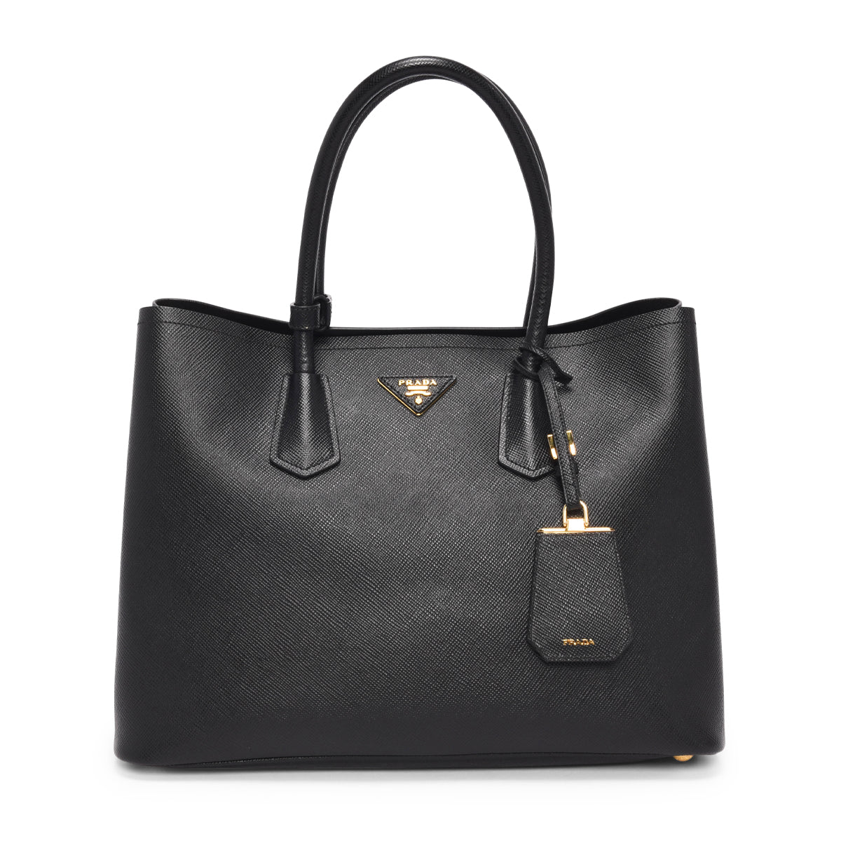 Prada Black Saffiano Medium Double Tote