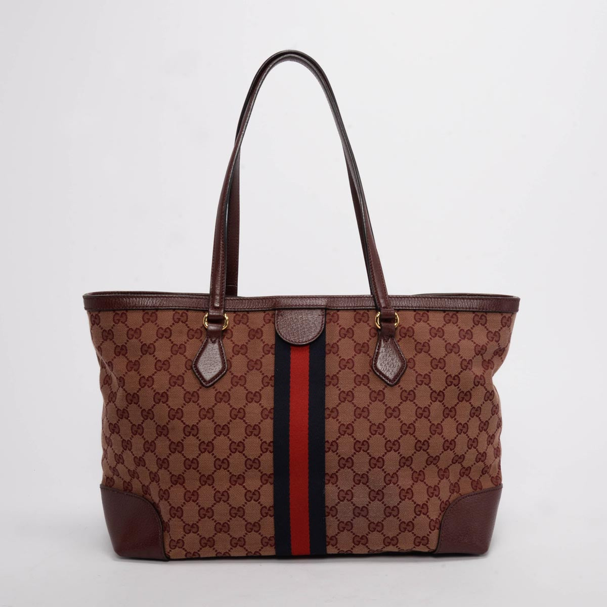 Gucci Burgundy GG Denim Ophidia Tote