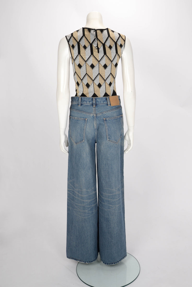 Celine Steel Blue Denim Flared Surf Jeans 28