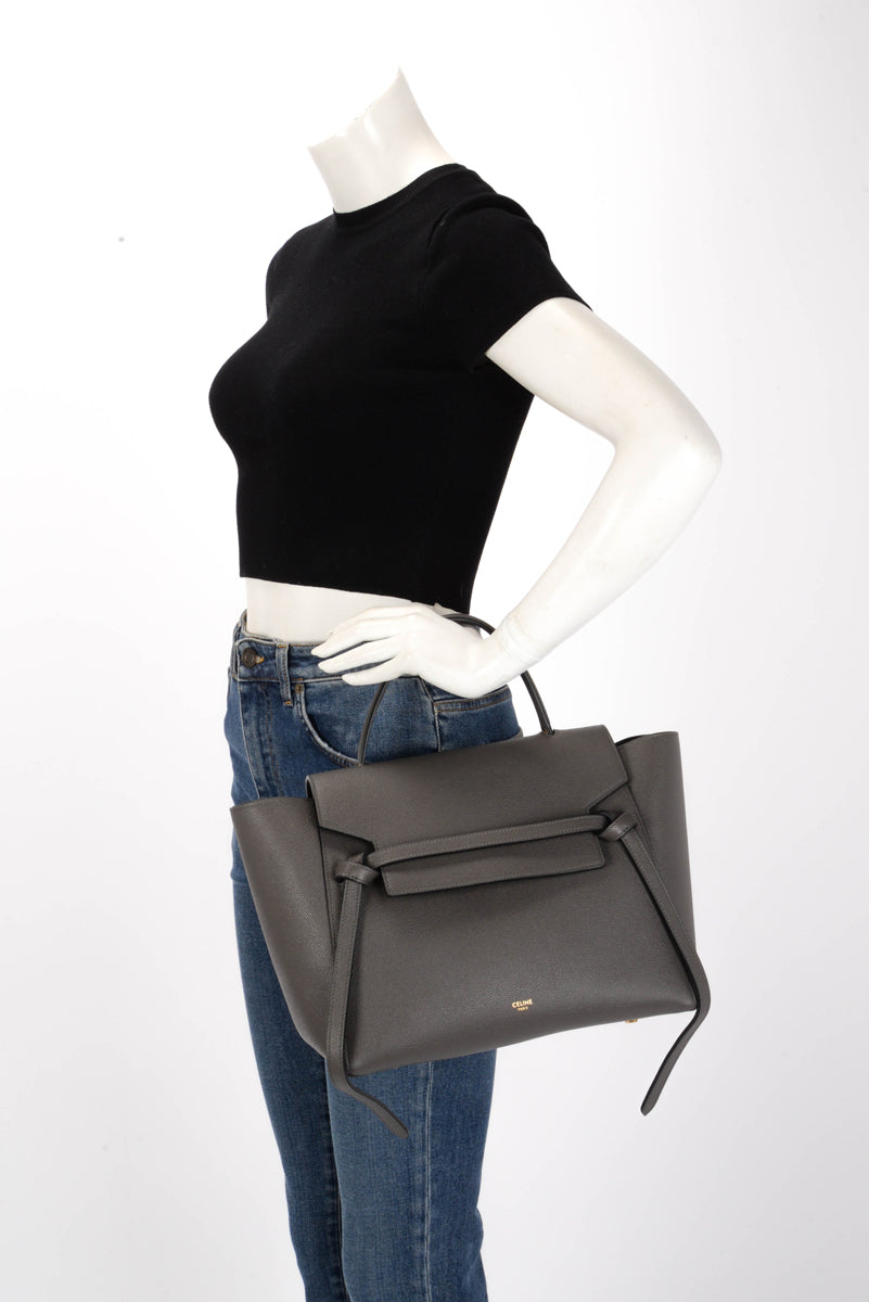 Celine Grey Grained Calfskin Mini Belt Bag
