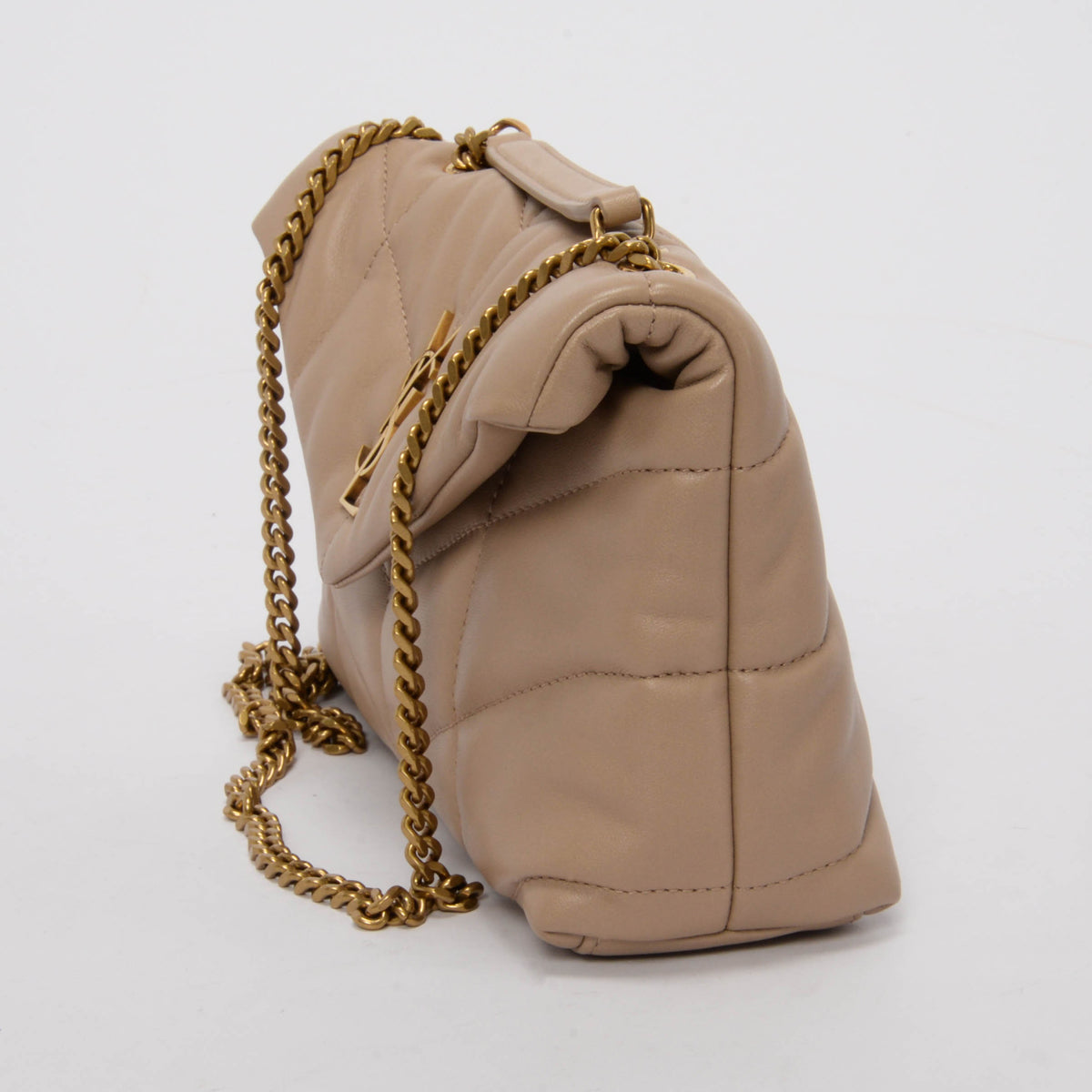 Saint Laurent Dark Beige Quilted Lambskin Toy Puffer Bag