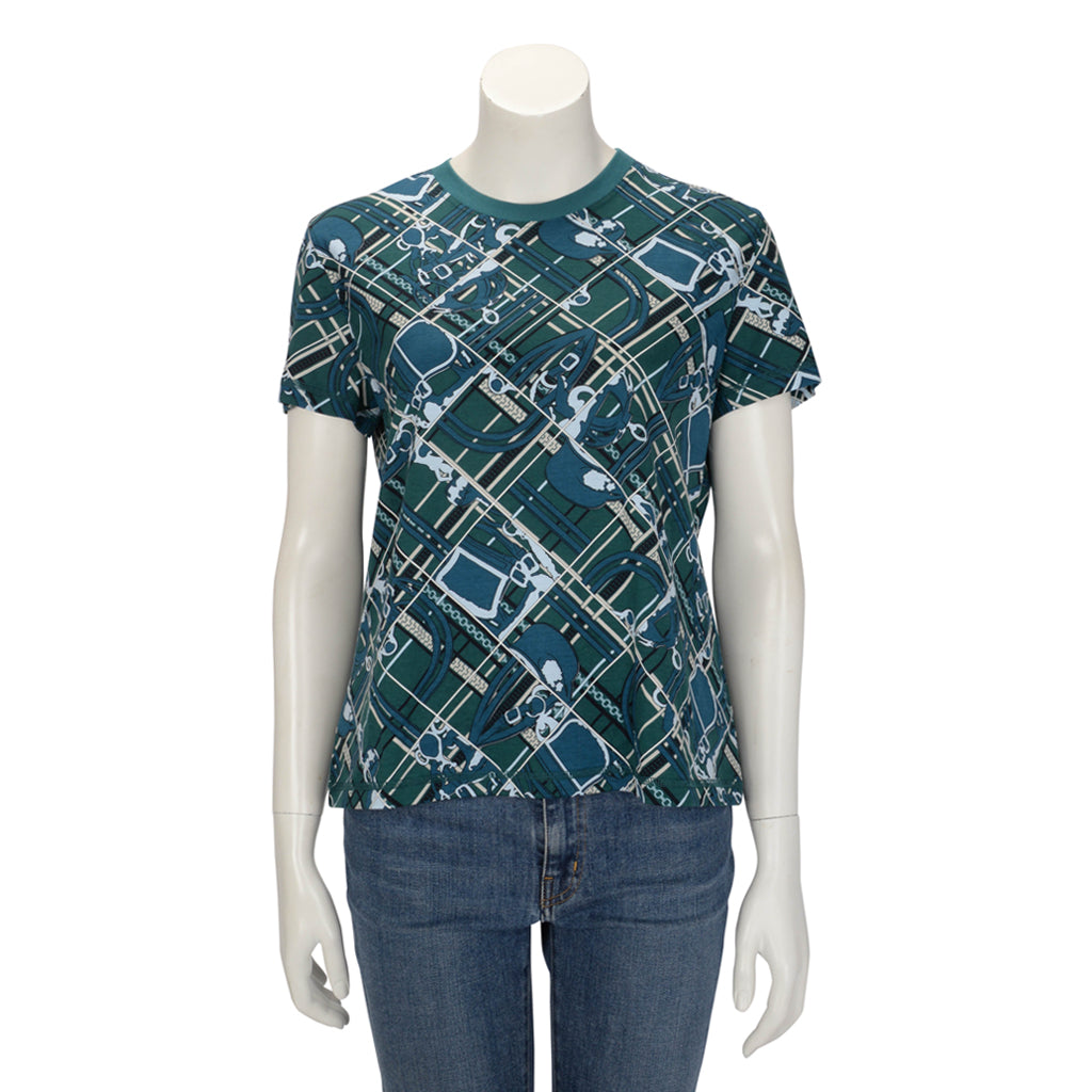 Hermes Green Cotton Brides de Gala T-Shirt FR 42