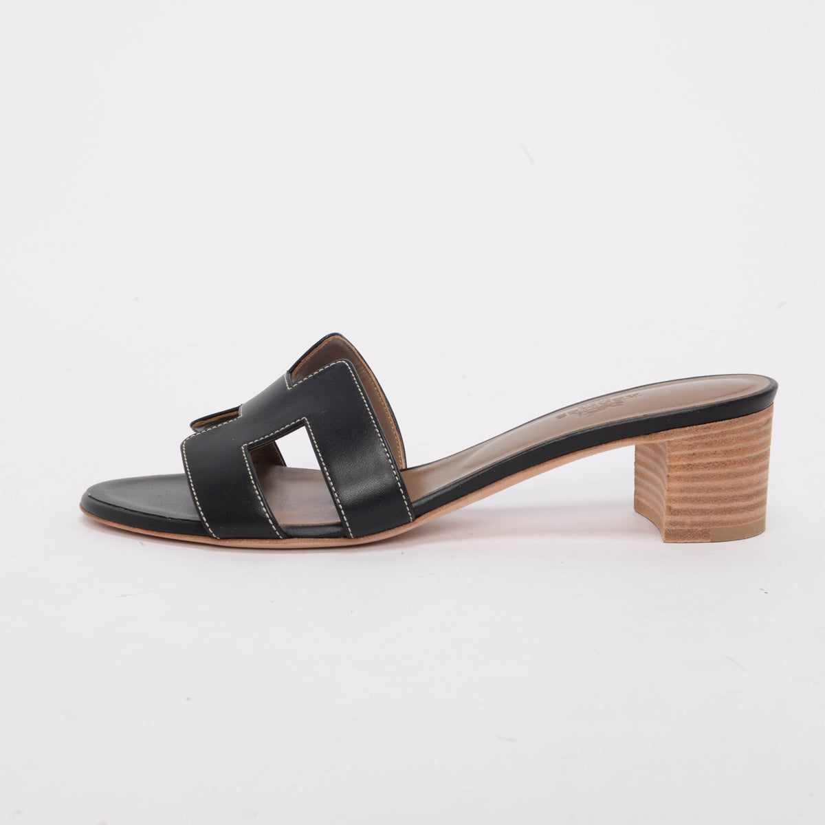 Hermes Black Calfskin Oasis Sandals 38.5