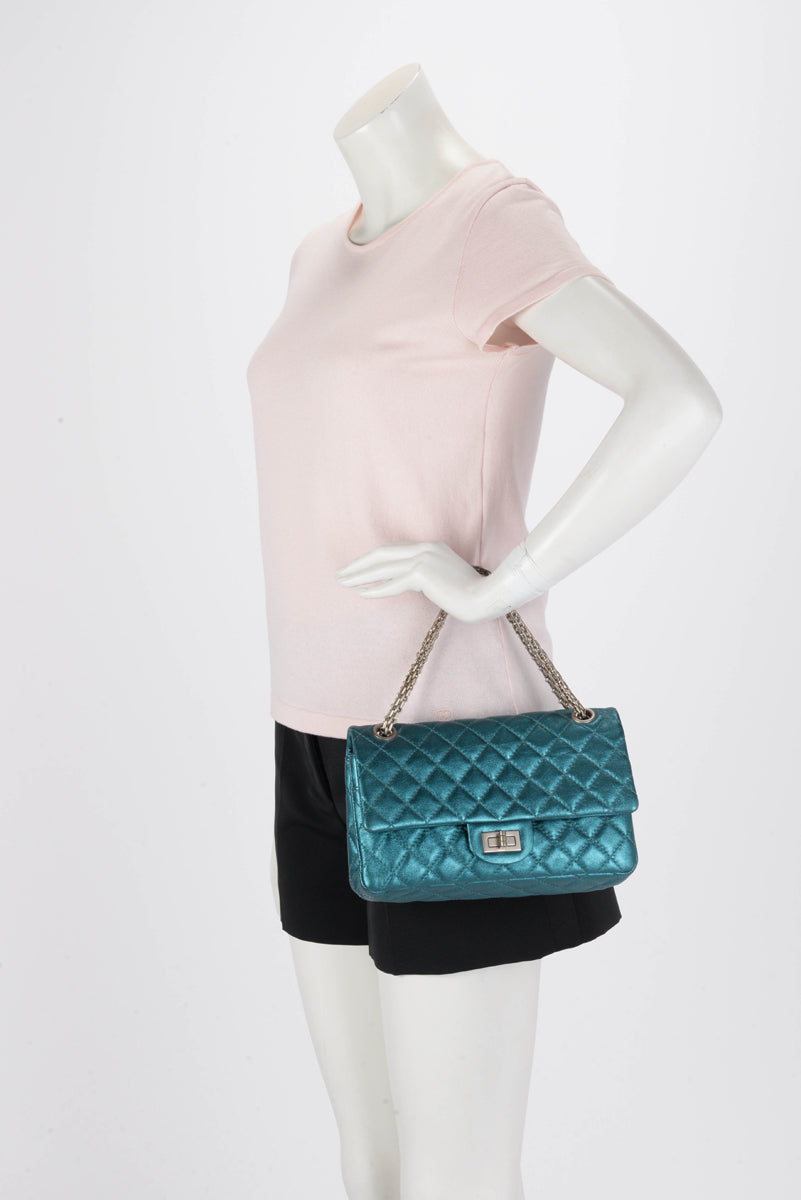 Chanel Teal Metallic Calfskin 2.55 Reissue 225 Bag