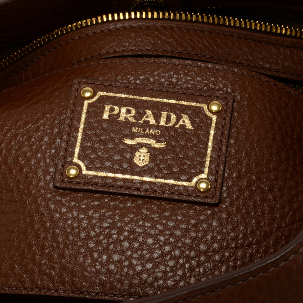 Prada Brown Vitello Daino Side Pocket Tote