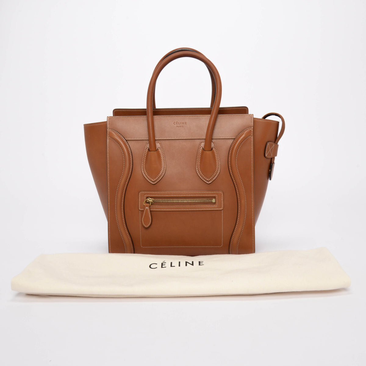Celine Tan Natural Calfskin Micro Luggage Bag