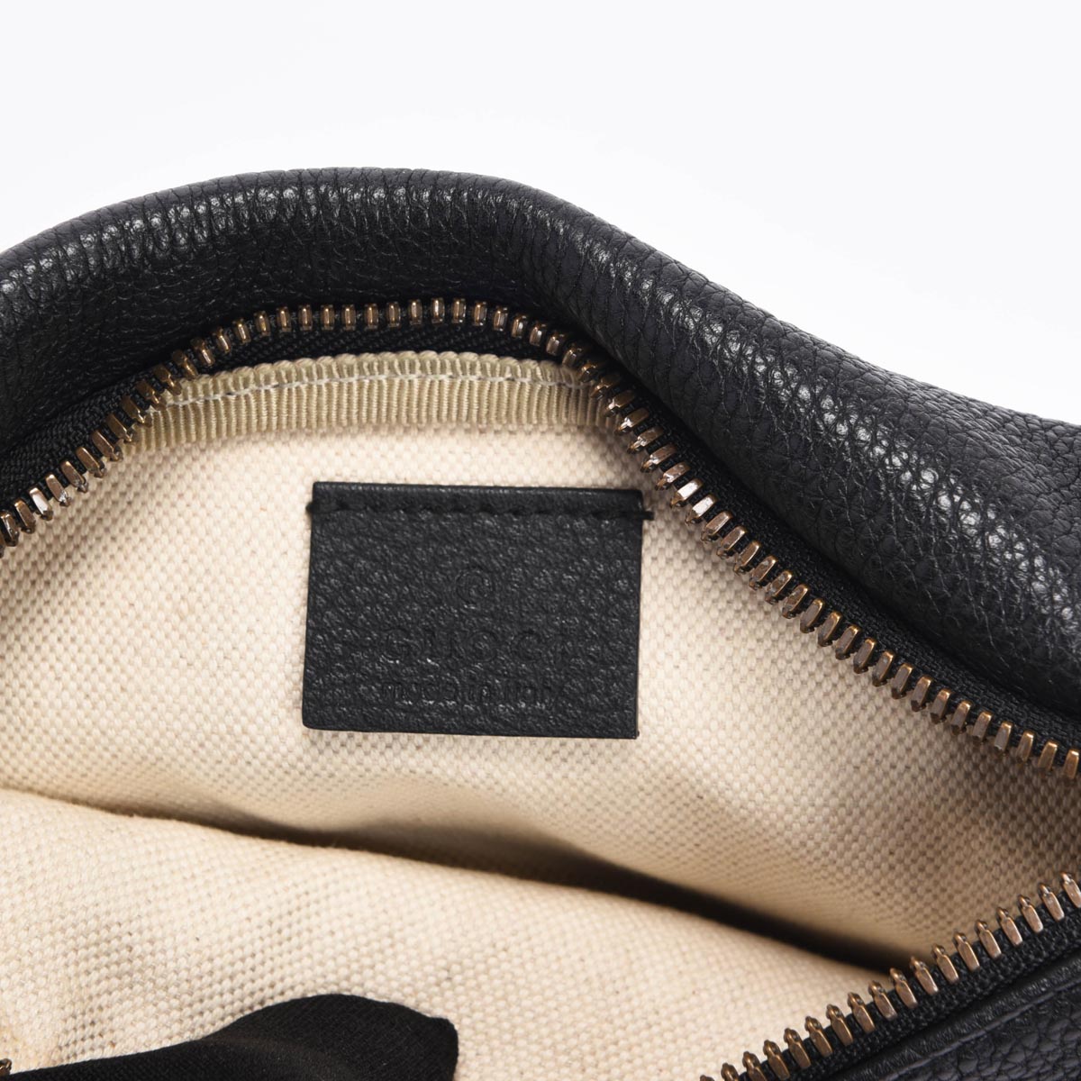 Gucci Black Grained Calfskin Logo Belt Bag