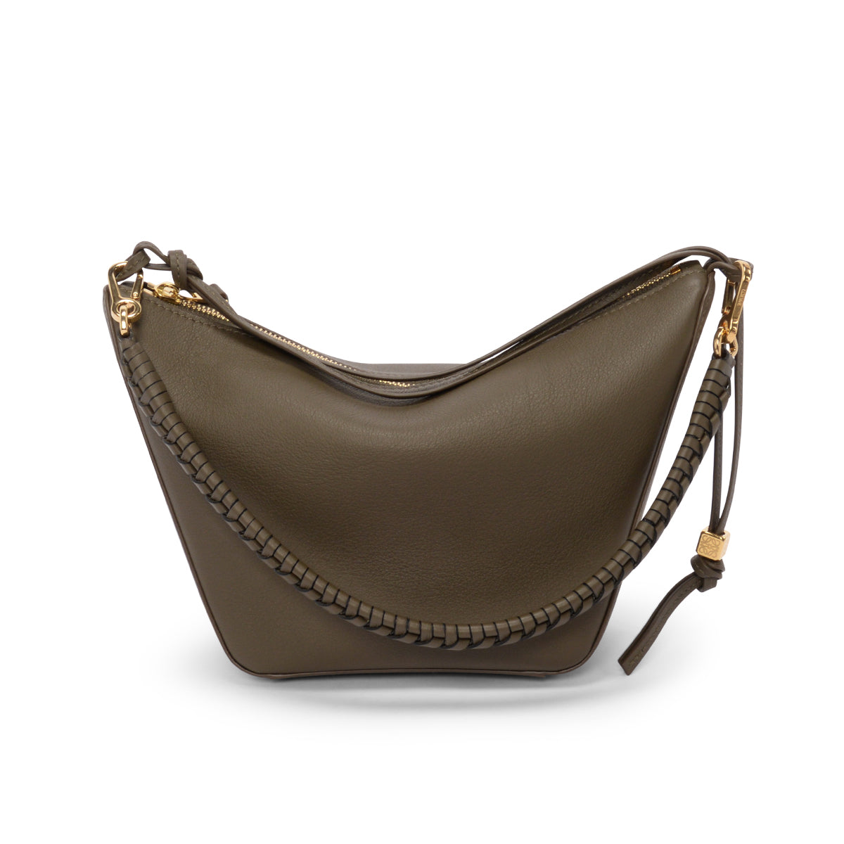 Loewe Olive Calfskin Braided Handle Mini Hammock Hobo + Strap