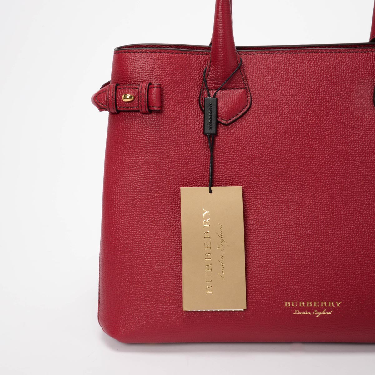 Burberry Red Derby Leather House Check Medium Banner Tote