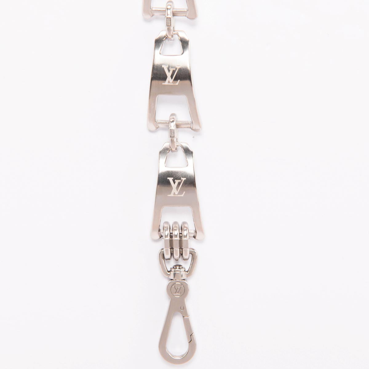 Louis Vuitton Silver Logo Zipper Link Bracelet