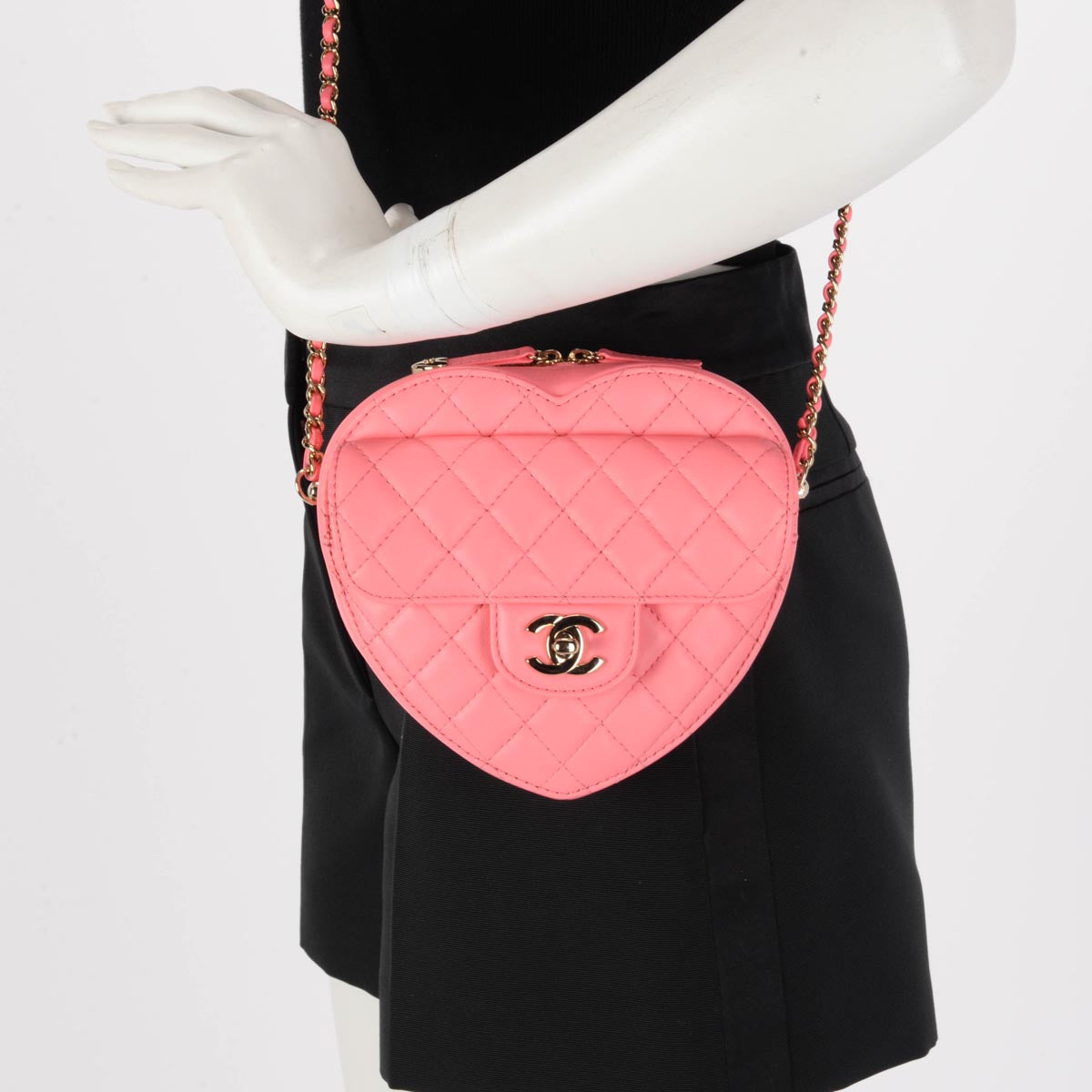 Chanel Pink Quilted Lambskin CC In Love Heart Bag