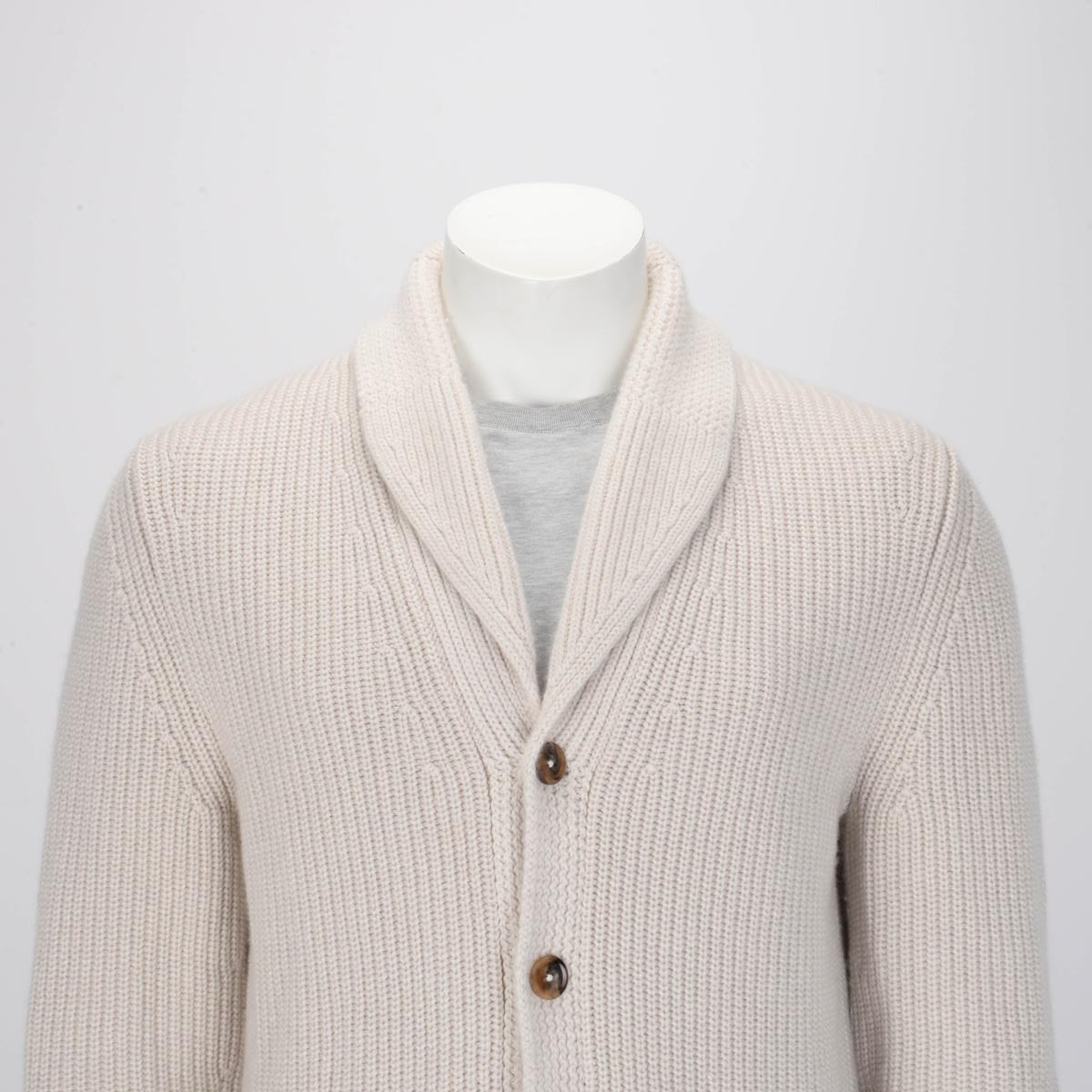 Tom Ford Beige Cashmere Linen Shawl Collar Cardigan 50