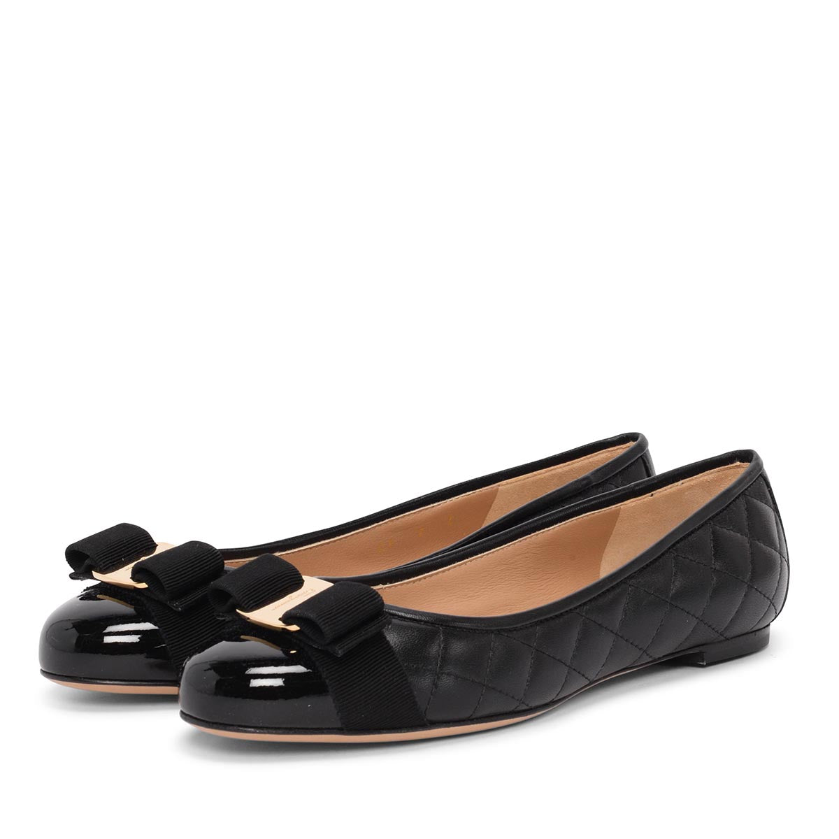 Ferragamo Black Quilted Lambskin Varina Ballet Flats 7