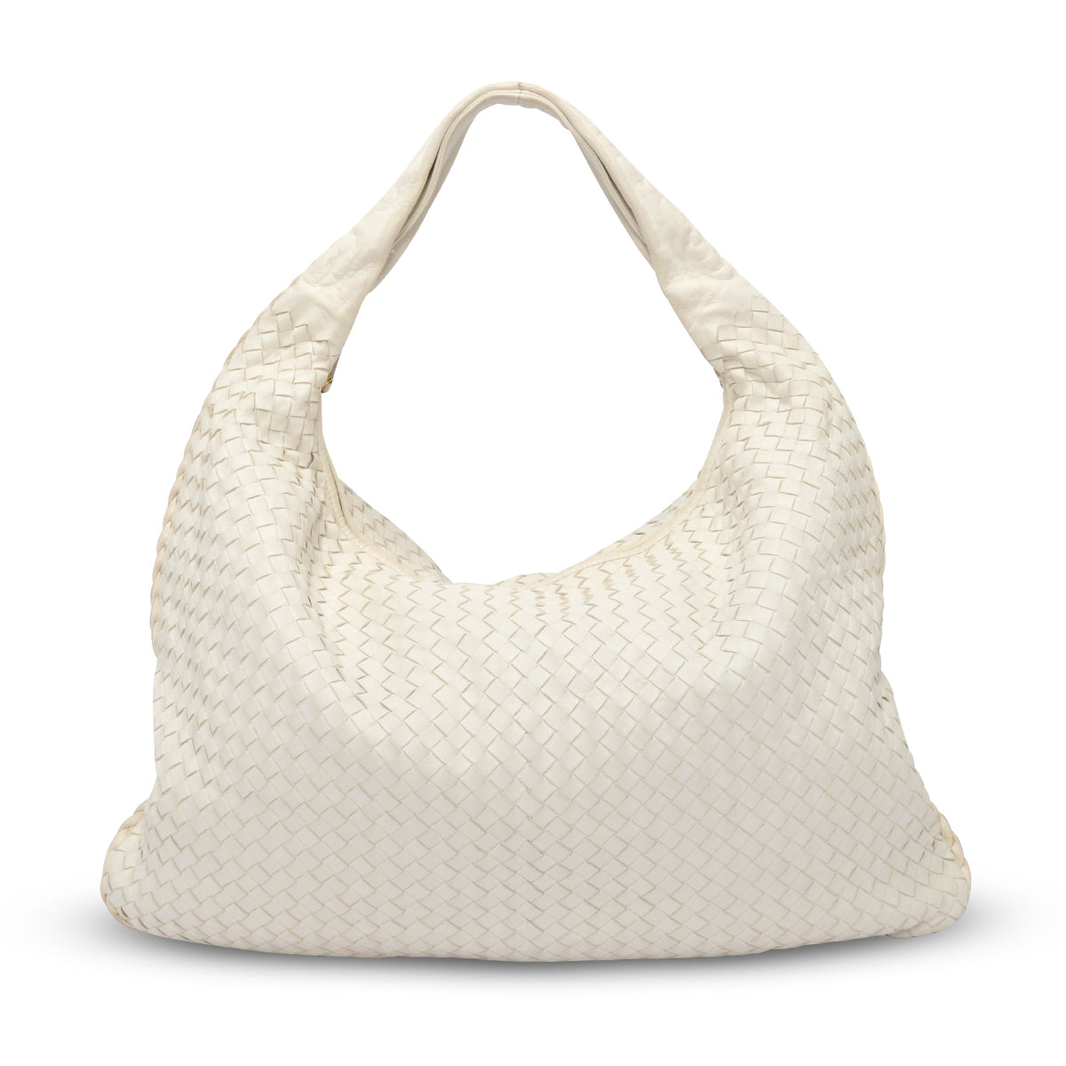 Bottega Veneta White Nappa Intrecciato Maxi Veneta Hobo