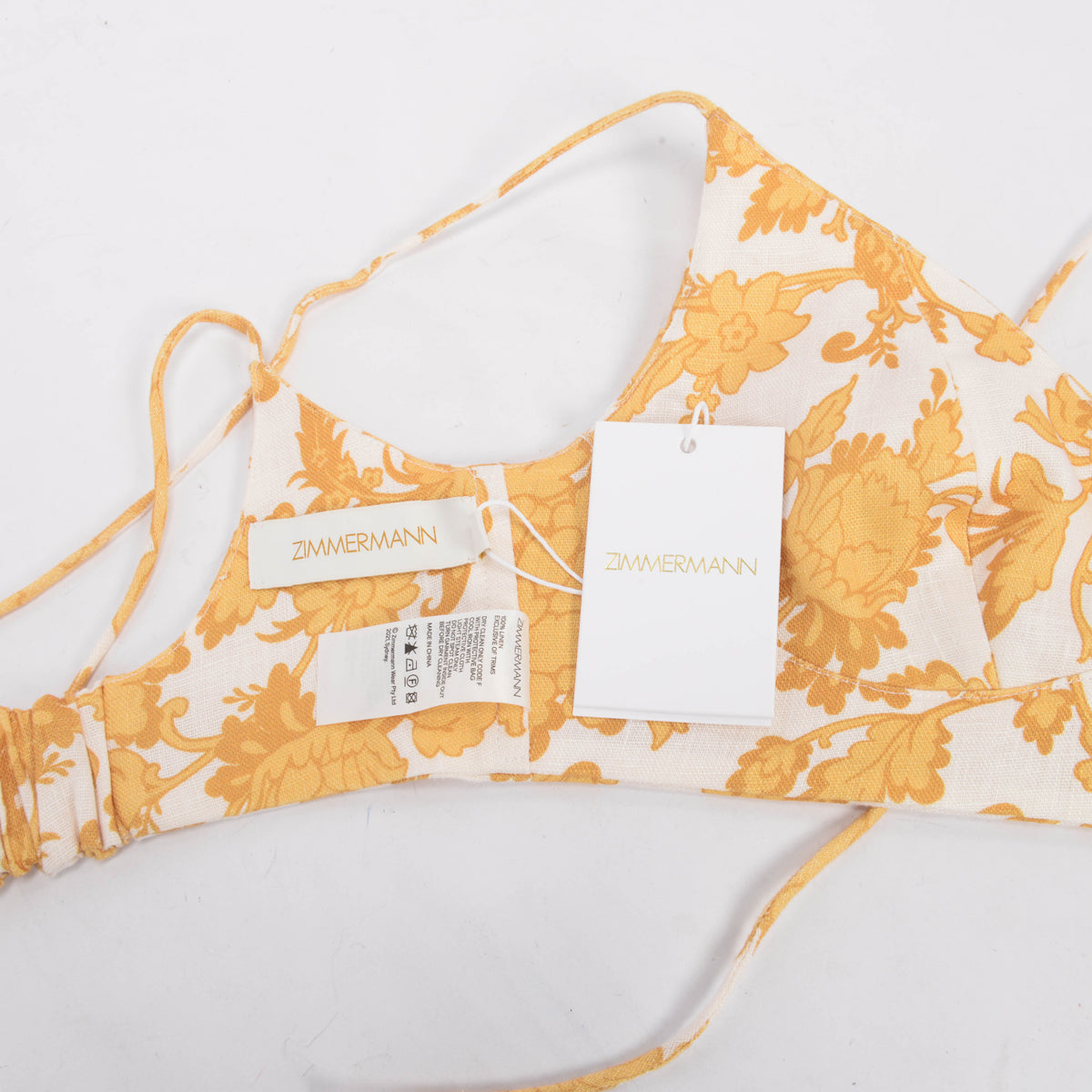 Zimmermann Yellow Floral Linen Postcard Bustier Top 0