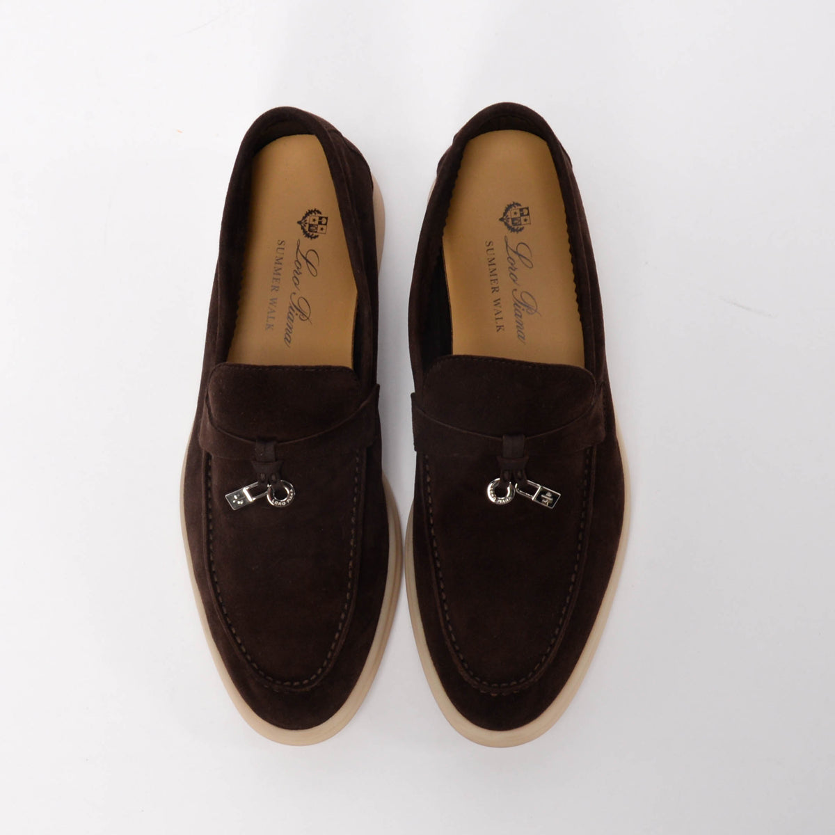 Loro Piana Chocolate Suede Summer Charms Walk Loafers 38