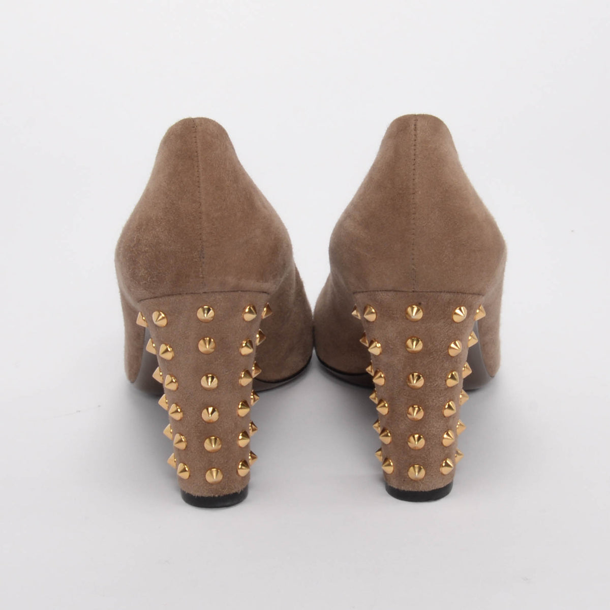 Gucci Dark Beige Suede Studded Heel Pumps 38