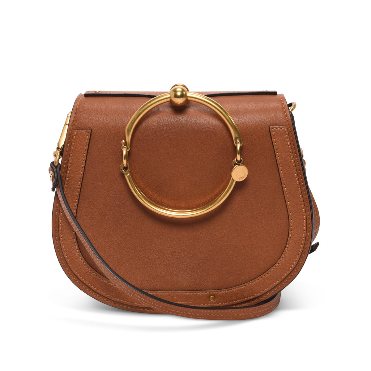 Chloe Tan Calfskin & Suede Medium Nile Bracelet Bag