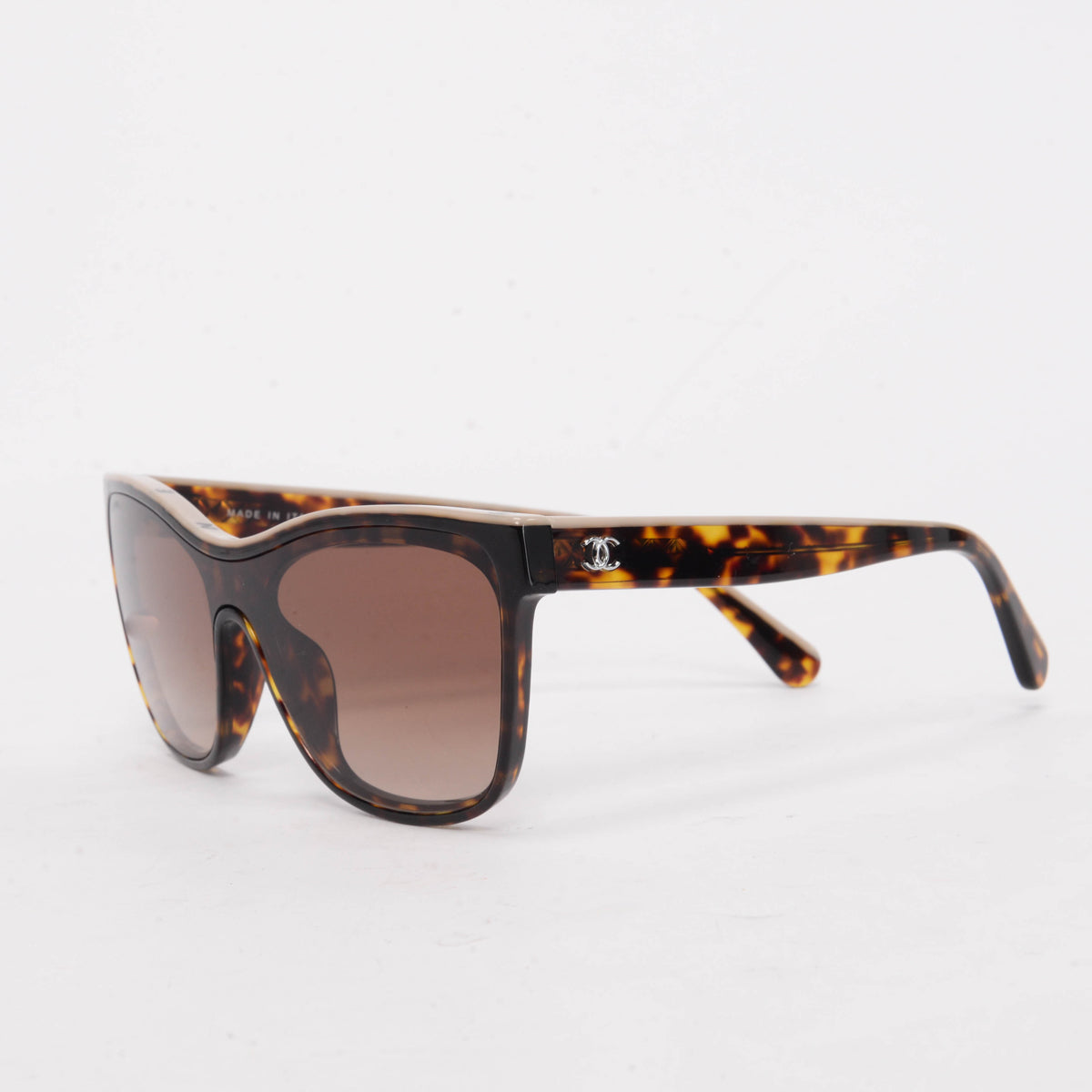 Chanel Havana Logo Shield Sunglasses