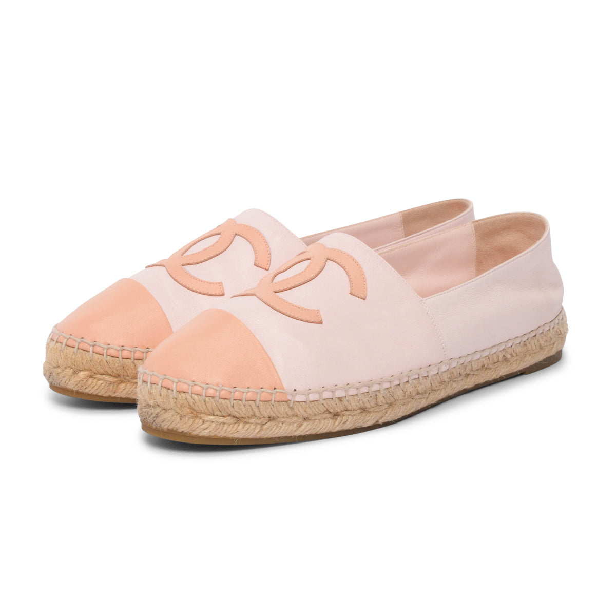 Chanel Pink Two-Toned Lambskin CC Espadrilles 41