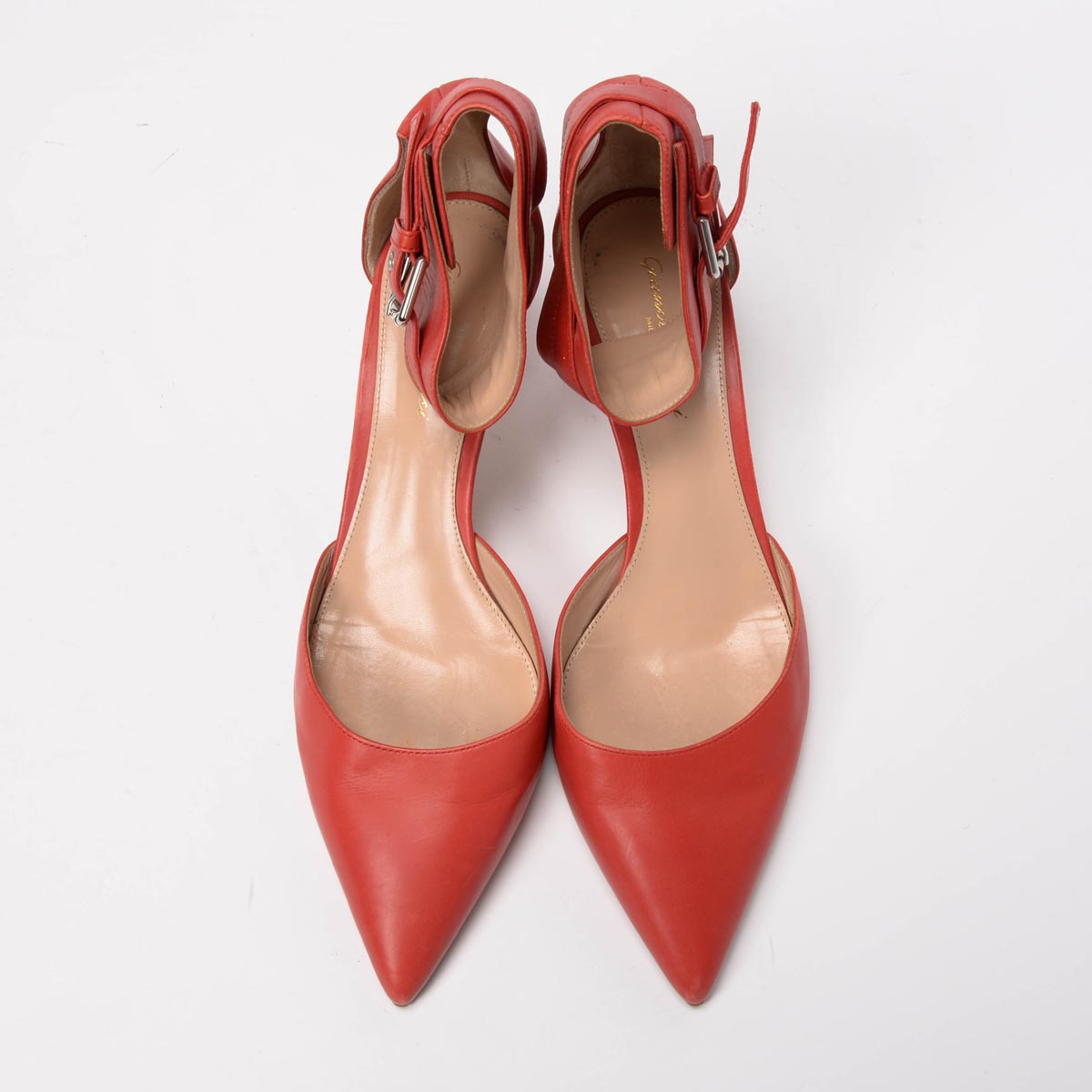 Leather pumps with ankle strap hotsell