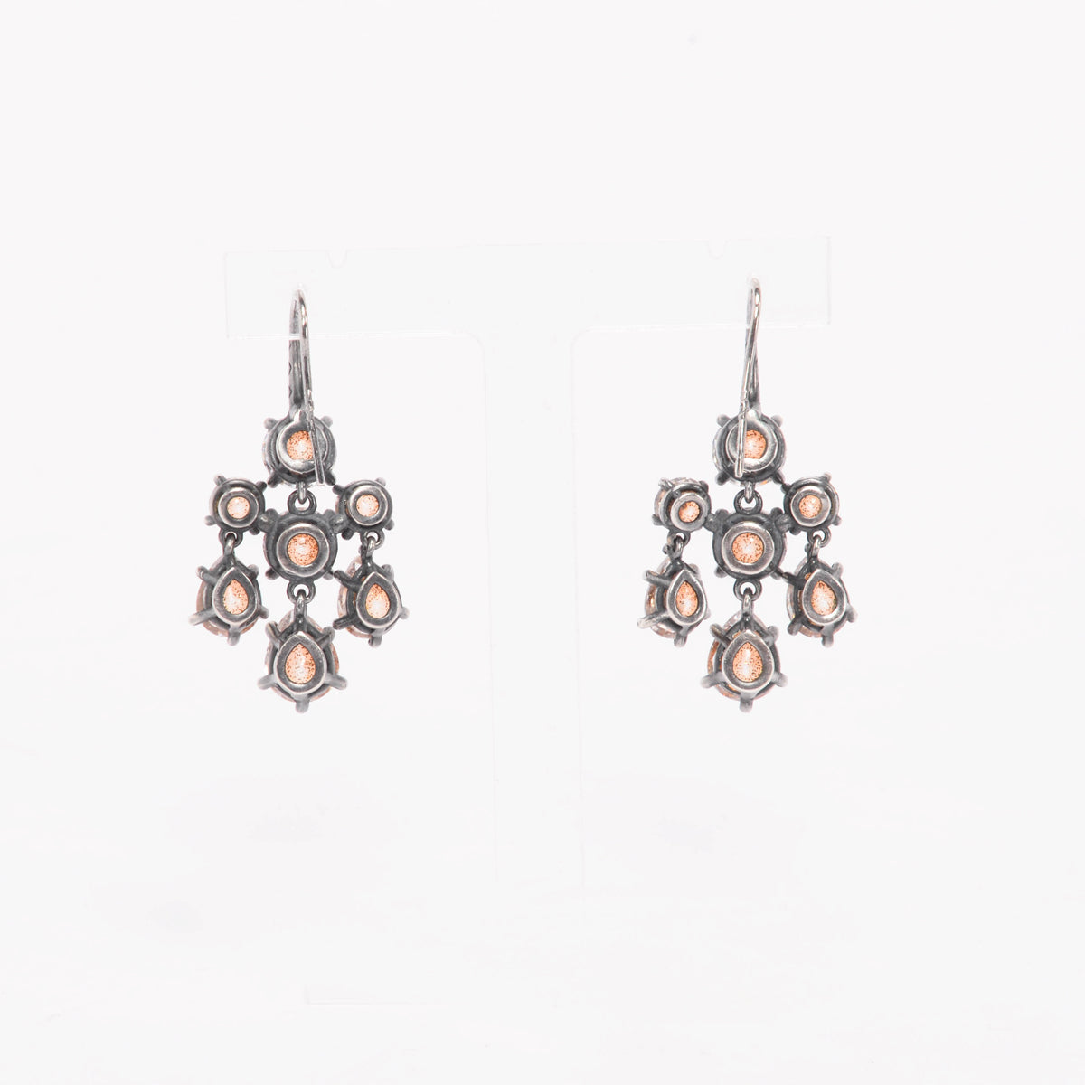 Bottega Veneta Orange Oxidised Silver Chandelier Earrings