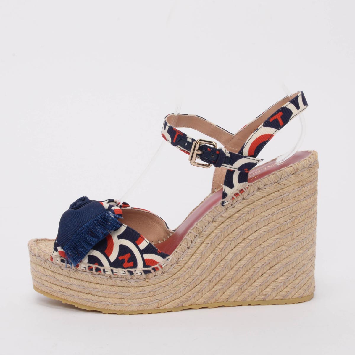 Valentino Multi Colour Twill Bow Espadrille Wedges