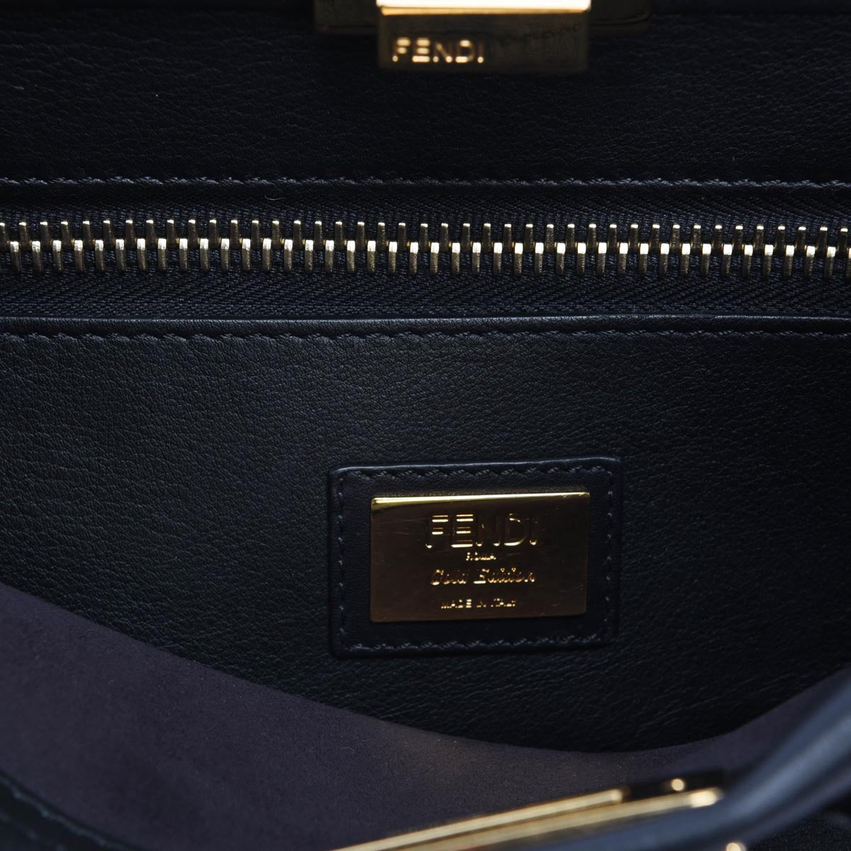Fendi Black Calfskin Studded Medium Peekaboo Bag