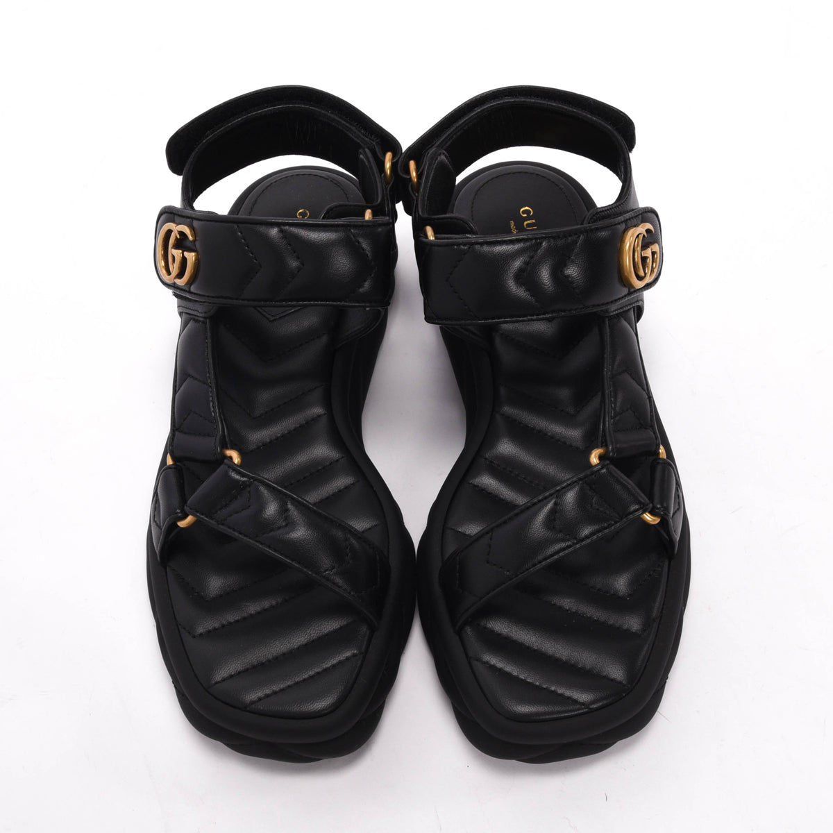 Gucci Black Matelasse GG Marmont Sandals 37.5