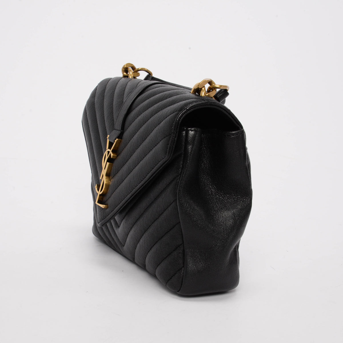 Saint Laurent Black Quilted Calfskin Medium College Bag